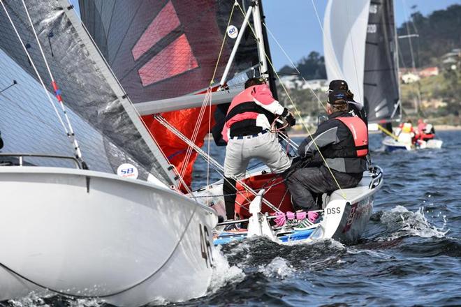 Black Richard and Fader Scott – Brain Brainwave – SB20 Mid-Winter Regatta Tasmania © Jane Austin